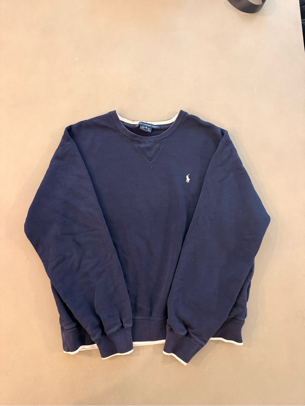 Polo by Ralph Lauren Navy Crewneck Sweatshirt with White Pony - Picture 2 of 3